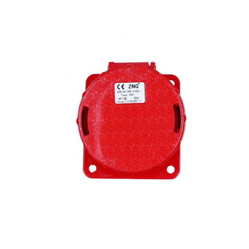IEC60309 Electrical Plugs And Sockets 400V 63A 4 Pin IP67 Angled Industrial Socket