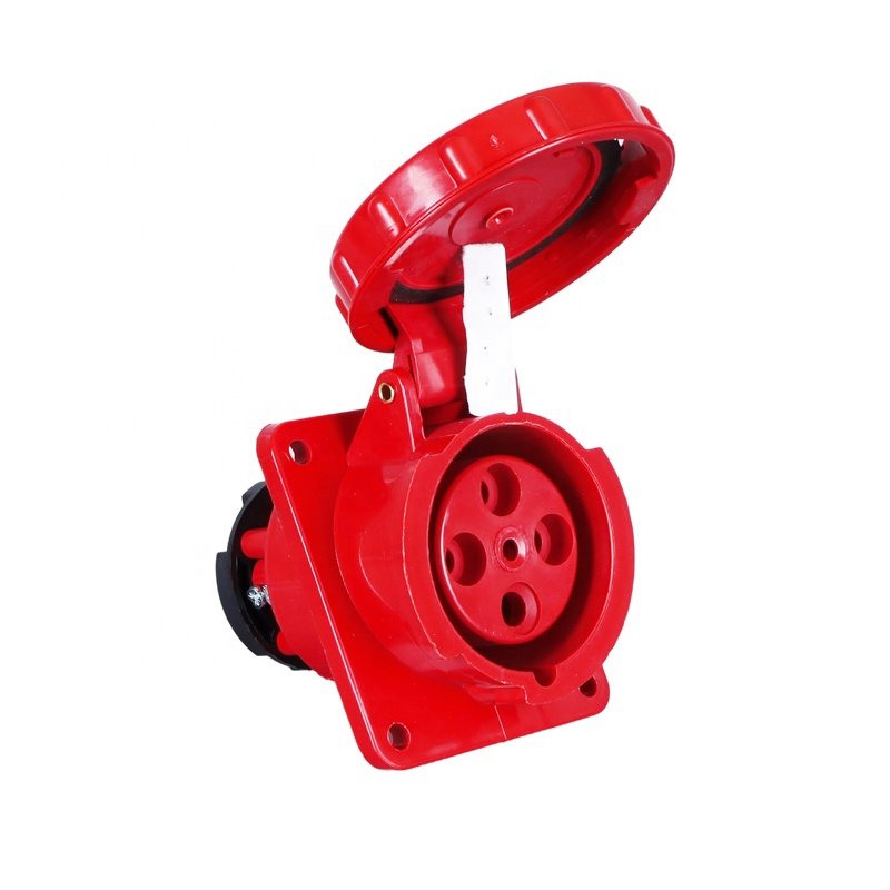 IEC60309 Electrical Plugs And Sockets 400V 63A 4 Pin IP67 Angled Industrial Socket