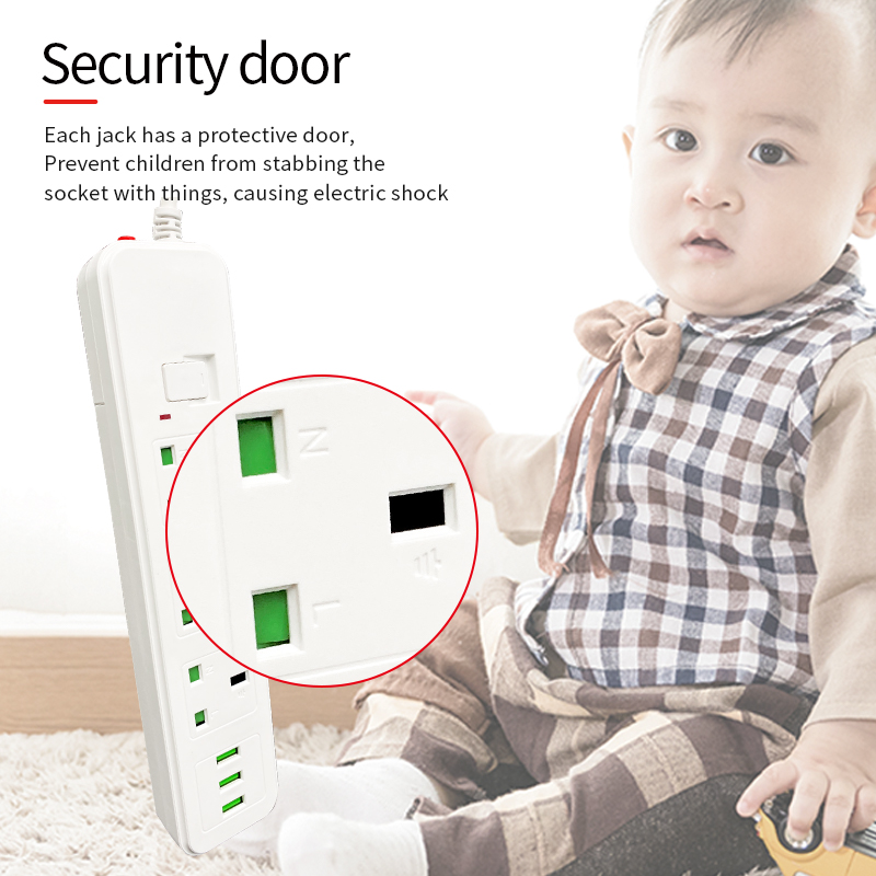 Factory Cross-border Direct Supply Of 3-bit Usb Power Socket Multi-functional British Standard Home Desktop Row Plug Student Dor