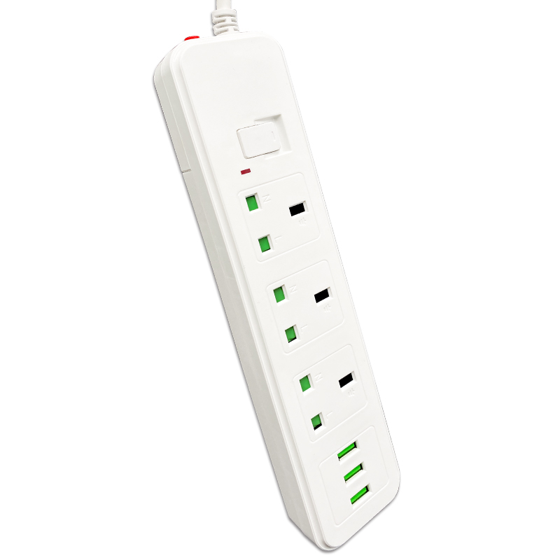 Factory Cross-border Direct Supply Of 3-bit Usb Power Socket Multi-functional British Standard Home Desktop Row Plug Student Dor