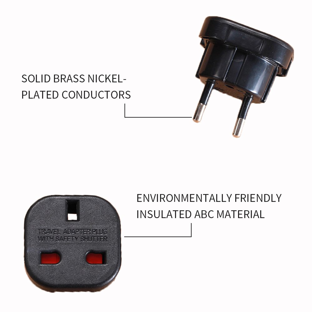 Europe Universal UK to EU AC Power Plug Pure Copper 2 Pin 4.0MM Home Travel Converter Europe Adaptor