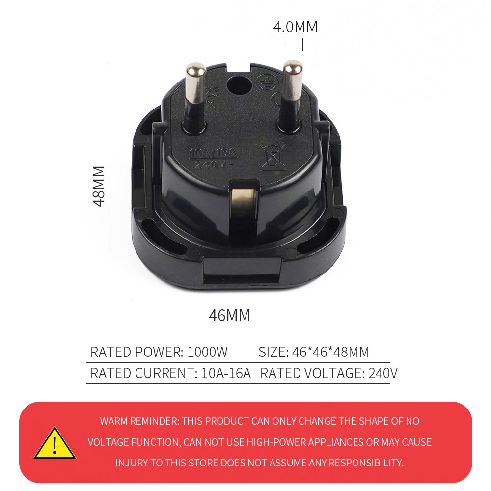 Europe Universal UK to EU AC Power Plug Pure Copper 2 Pin 4.0MM Home Travel Converter Europe Adaptor