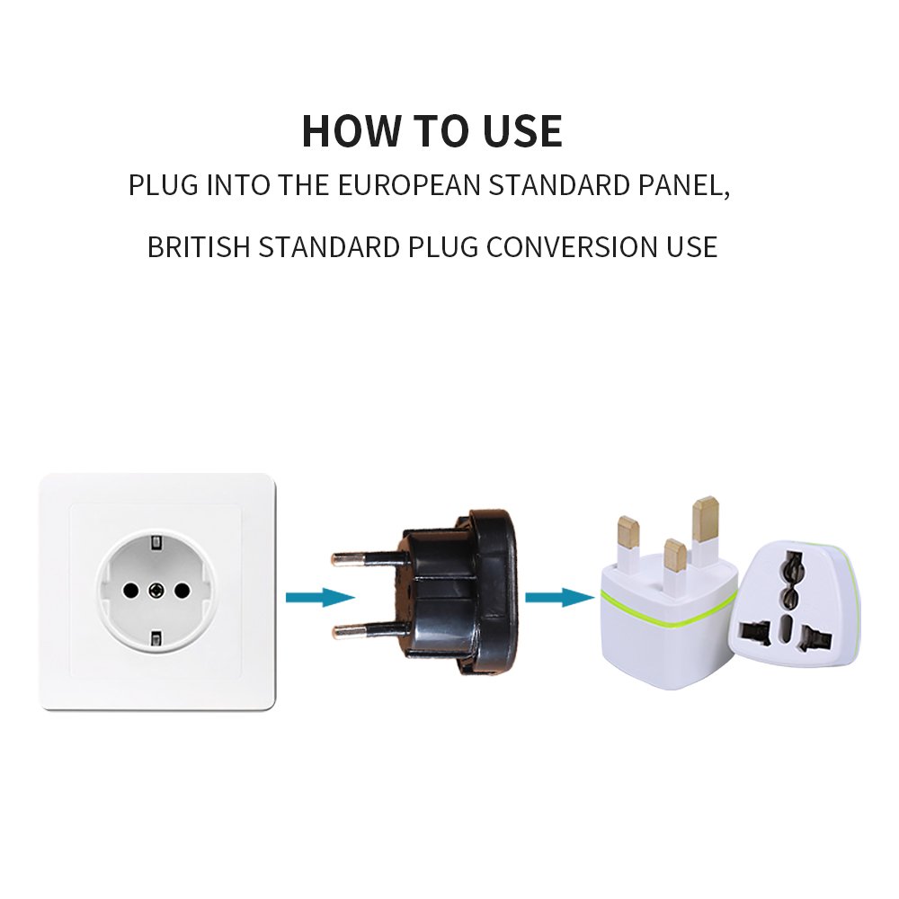 Europe Universal UK to EU AC Power Plug Pure Copper 2 Pin 4.0MM Home Travel Converter Europe Adaptor