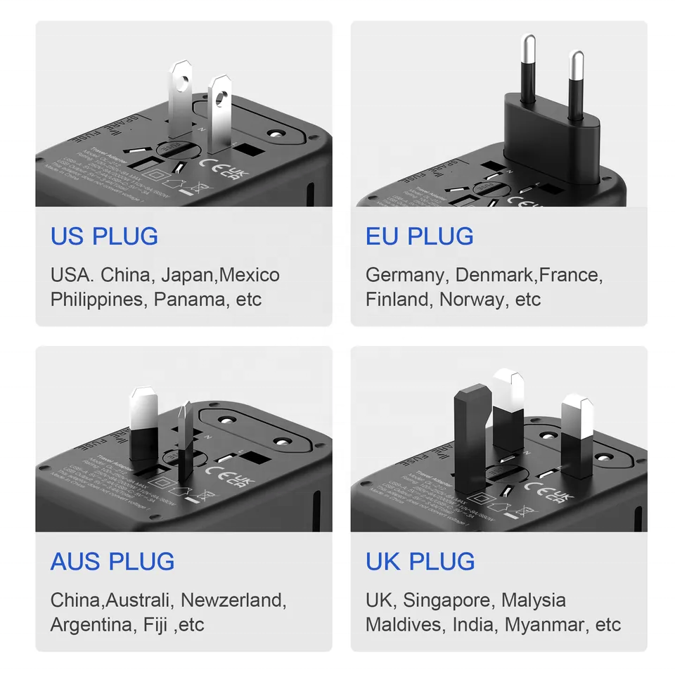 Portable Type-C 4USB UK US AU EU Plug Travel Adapter with Newest Electrical travel Adaptor Socket Universal 3.5A Travel Adapter