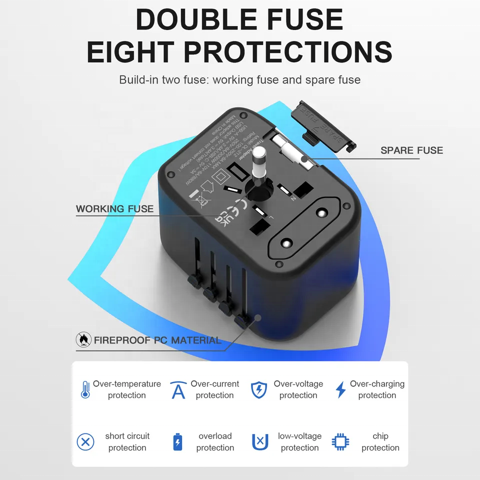 Portable Type-C 4USB UK US AU EU Plug Travel Adapter with Newest Electrical travel Adaptor Socket Universal 3.5A Travel Adapter