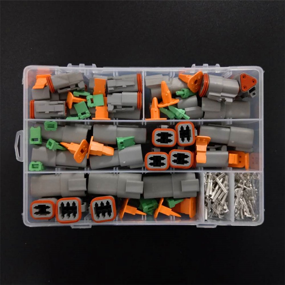 250pcs Deutsch DT series Waterproof Wire Connector Kit DT06-2/3/4/6S DT04-2/3/4/6P Automotive Sealed Plug with pins box