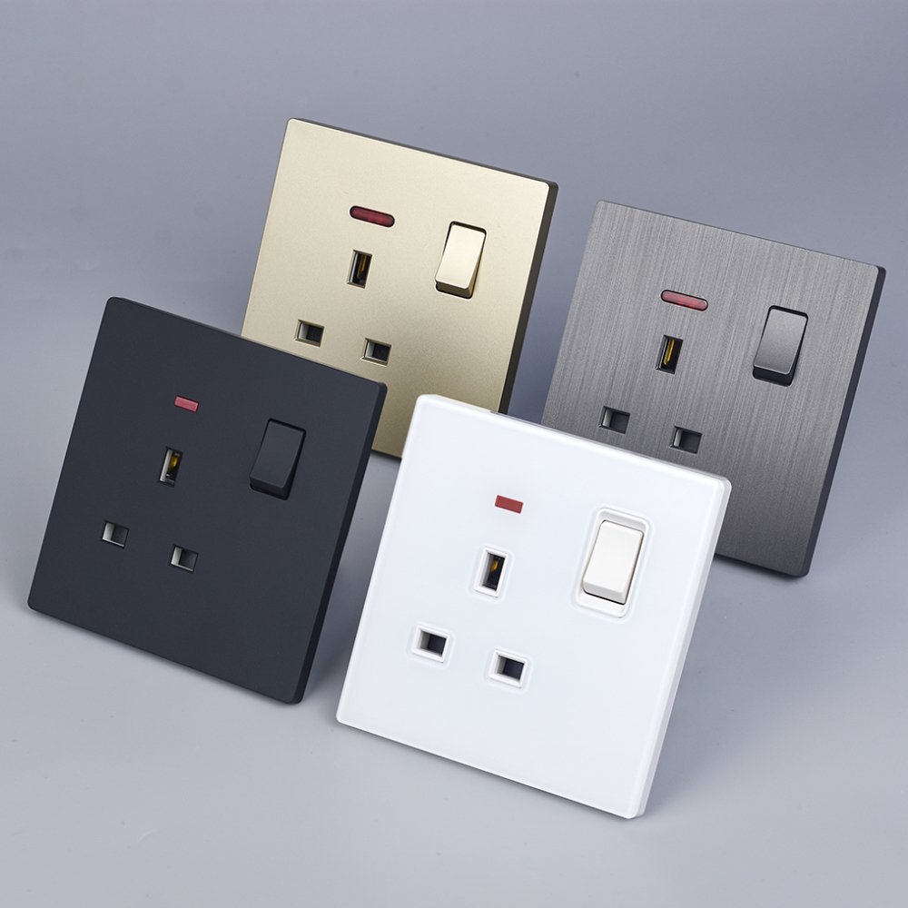 British standard electrical sockets and switches board wall plug 3 pin 13 amp uk socket
