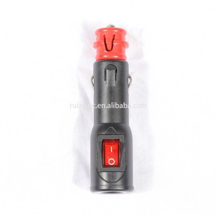 European style red head cigarette lighter German style pure copper high power with 12V switch 8A fuse car power plug