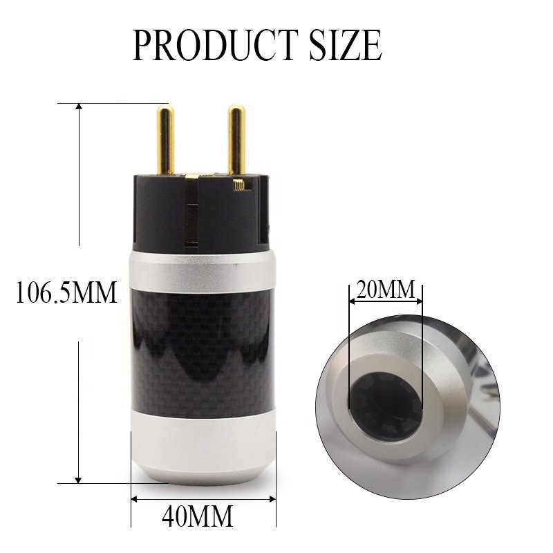 RASANTEK OEM ODM Hifi Audio EU Power Plug 3 pin AC Hifi Power Cord Gold Plated Power Plug Connector for Speaker Cable