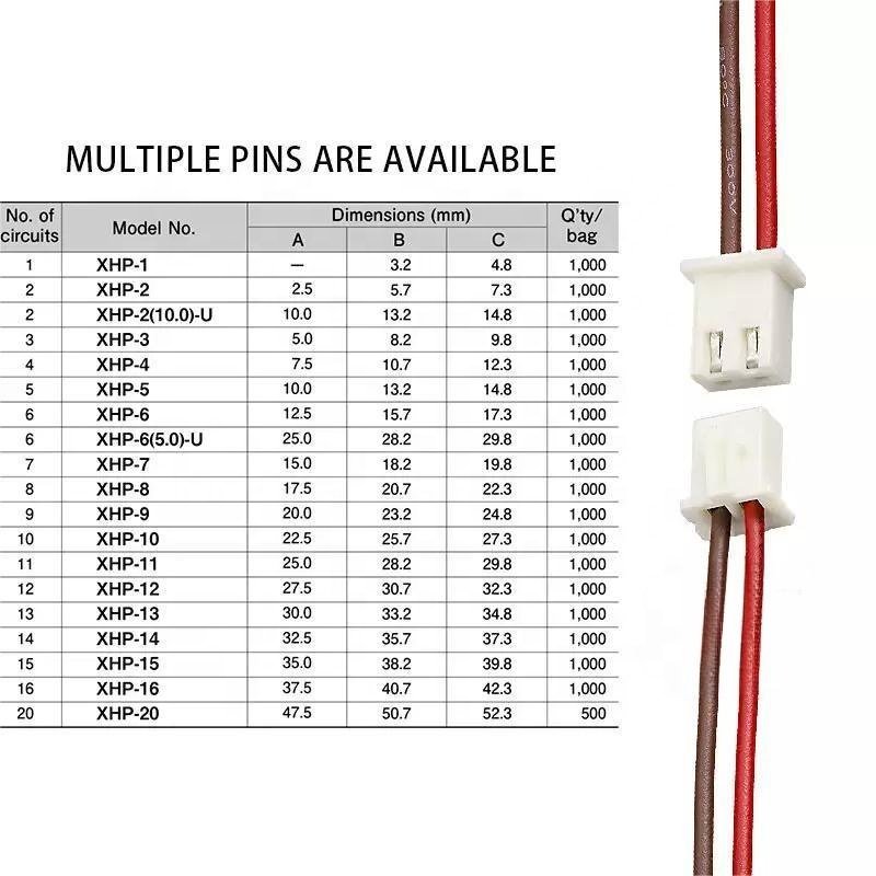 1.0mm 1.25mm 1.5mm 2.0mm 2.54mm Pitch 2/3/4/5/6 Pin Connector Electric Wire & Female Plug JST SH ZH PH XH DH Dupon custom cable