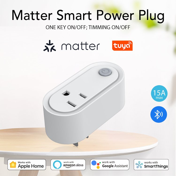 Matter US Plug New Arrival Matter over WiFi US Plug No Need Hub Support Tuya Apple Home Alexa Google
