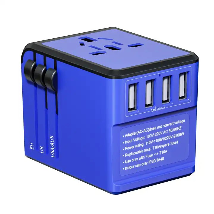 Premium Quality Electrical Travel Adaptor Socket Universal Travel Adapter with 5.1A 4 USB UK US AU EU Plug Travel Adapter