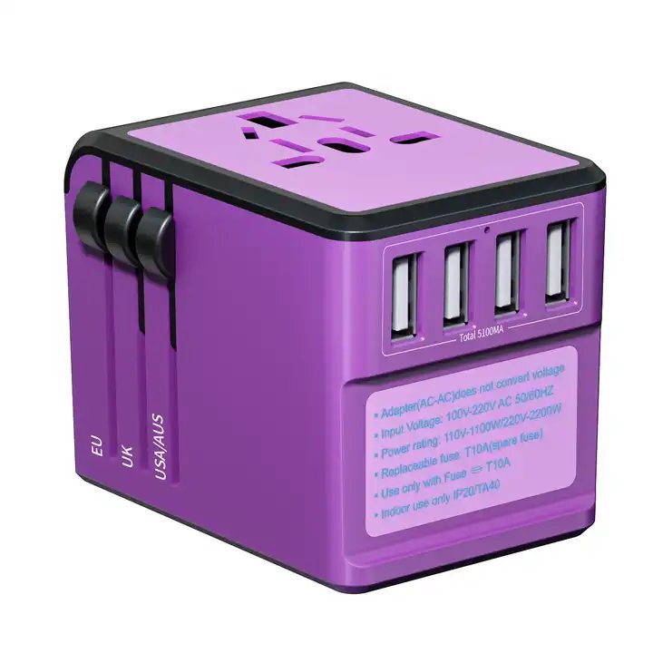Premium Quality Electrical Travel Adaptor Socket Universal Travel Adapter with 5.1A 4 USB UK US AU EU Plug Travel Adapter