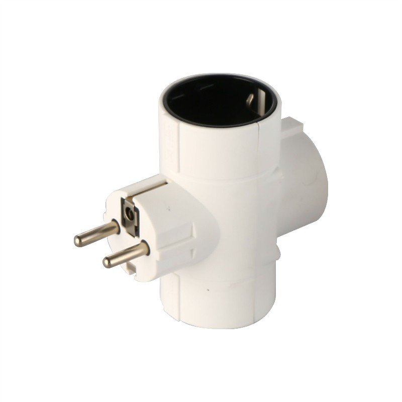 One to Three Conversion Adapter SCHUKO Outlet Extension Power Adapter 3 Ways Germany AC Plug with children protection
