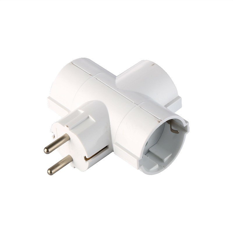 One to Three Conversion Adapter SCHUKO Outlet Extension Power Adapter 3 Ways Germany AC Plug with children protection