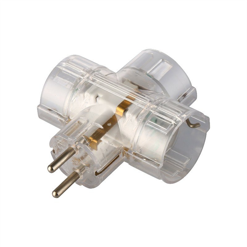 One to Three Conversion Adapter SCHUKO Outlet Extension Power Adapter 3 Ways Germany AC Plug with children protection