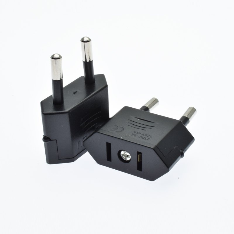 Manufacturer Supply mini US to EU plug adapter Travel European Swiss France Norway Flat 2 Pins to Round 2 Prongs Converter