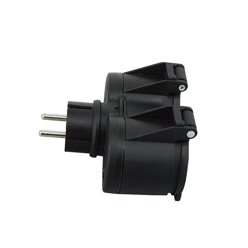 waterproof IP44 socket adapter double plug Schuko