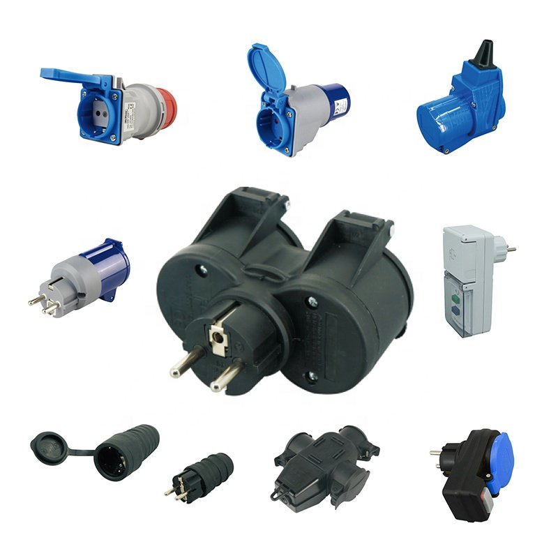 waterproof IP44 socket adapter double plug Schuko