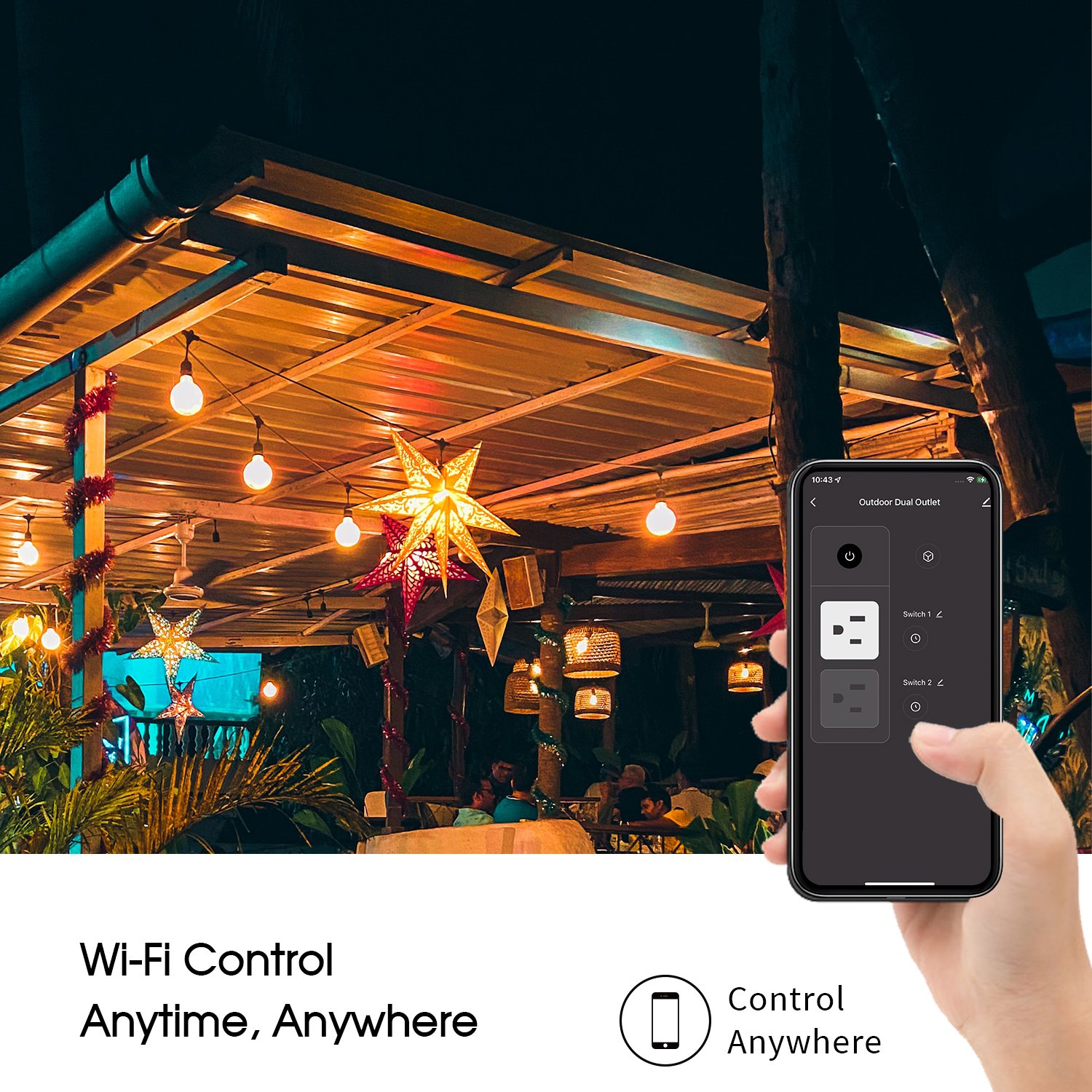 USA Standard Smart Wi-Fi Outlet Extender 2 PIN Socket Outlet 120V 15A Smart Plug with 2 Sockets