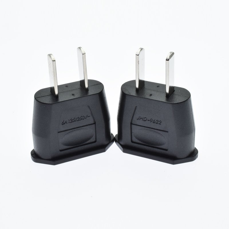New products Hot portable AC power converter round 2 pins to flat 2 pins 250V 6A China EU to USA China plug adapter 9622