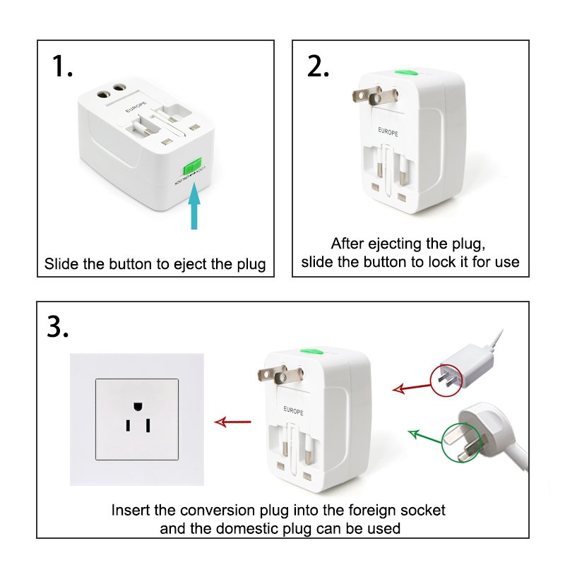 Single USB Charger universal electrical Charger Travel smart 3 Pin power plug adapters Travel Adaptor