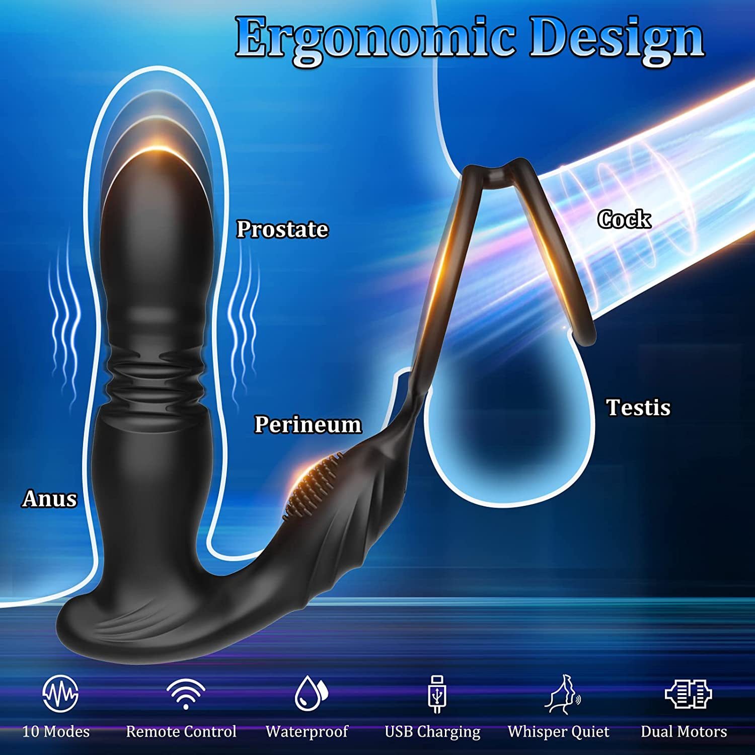 Male Prostate Massage Telescoping Vibration Wireless 10 Modes Silicone Anal Butt Plug Vibrator Sex Toys For Men Masturbation