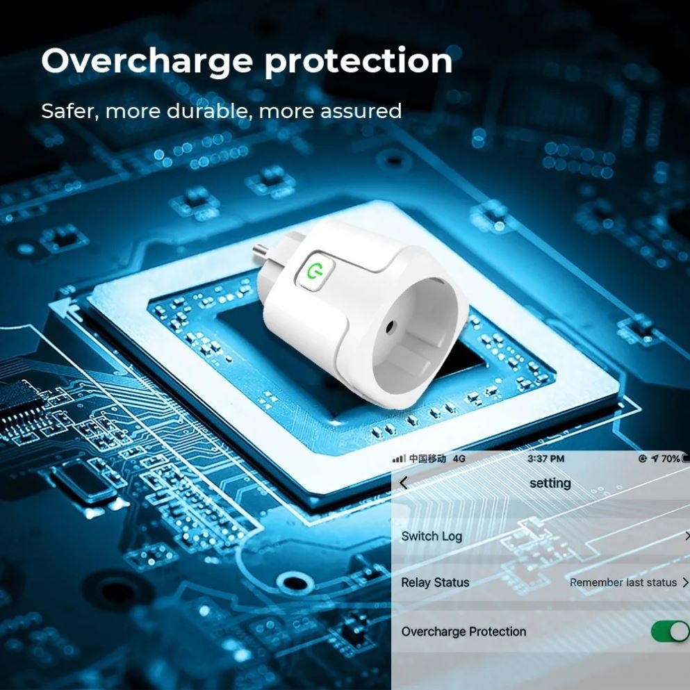 Tuya 220V 16A Voice Control Power Plug Monitor Energy Monitoring EU WIFI Smart Sockets With Alexa Google Home