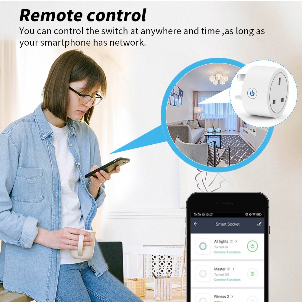 WIFI UK Power Socket Plug Aleax Timing Tuya Smart life APP Wireless remote control Smart Power meter electric Plug Socket Outlet