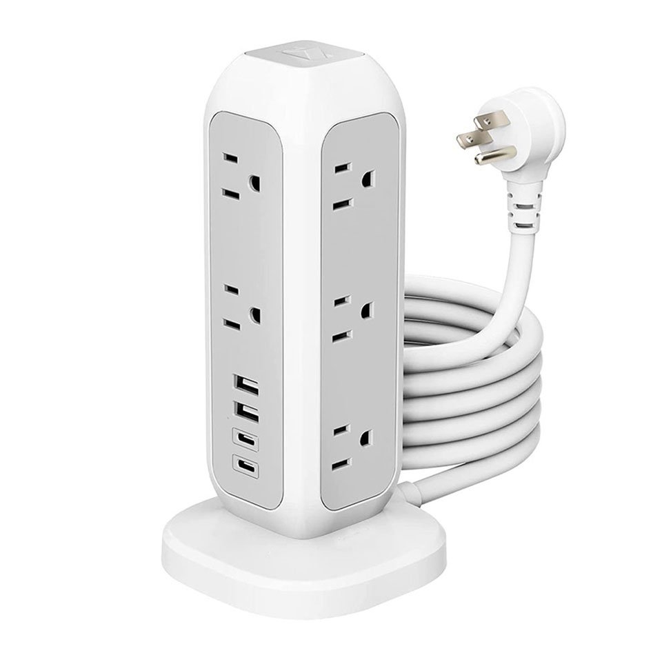 Worldplug Smart Surge Protector USA Plug Tower Power Strip Extension Socket with USB