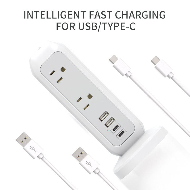 Worldplug Smart Surge Protector USA Plug Tower Power Strip Extension Socket with USB