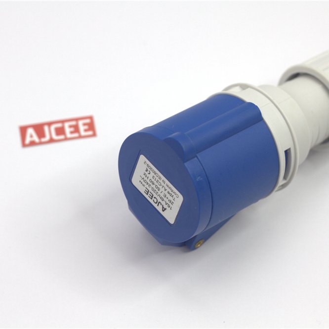 AJCEE ip44 3pin 16amp single phase industrial electric waterproof connector socket and plug with CE