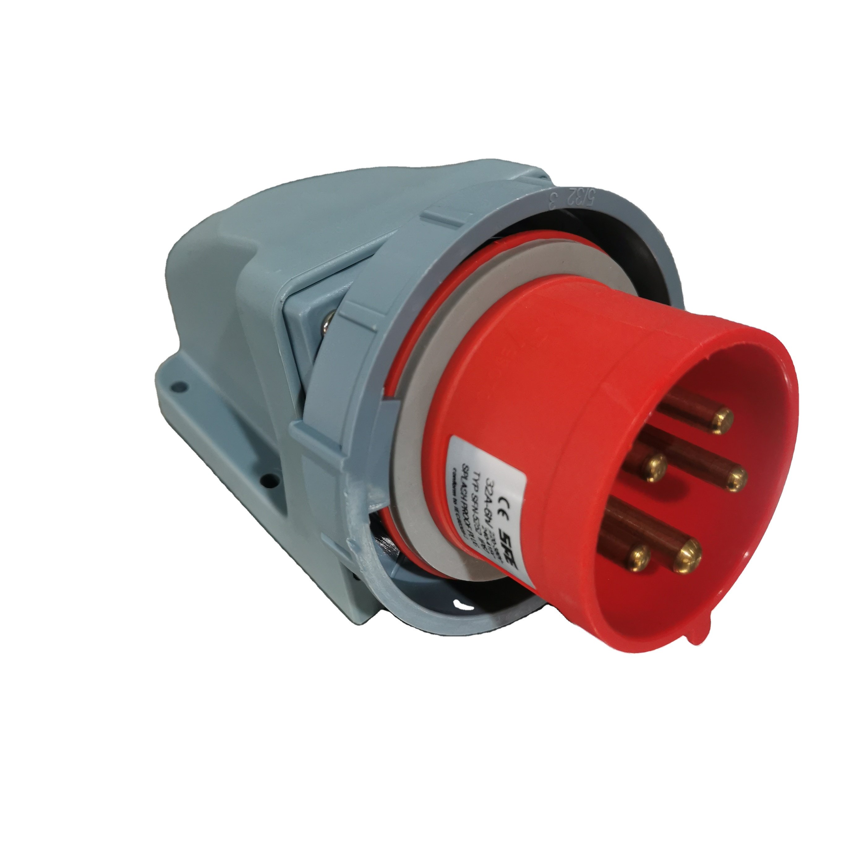 wall mounted industrial plug and socket male 16A 32A 6h 5pin 3P+N+E plastic waterproof IP67 electrical wall plug