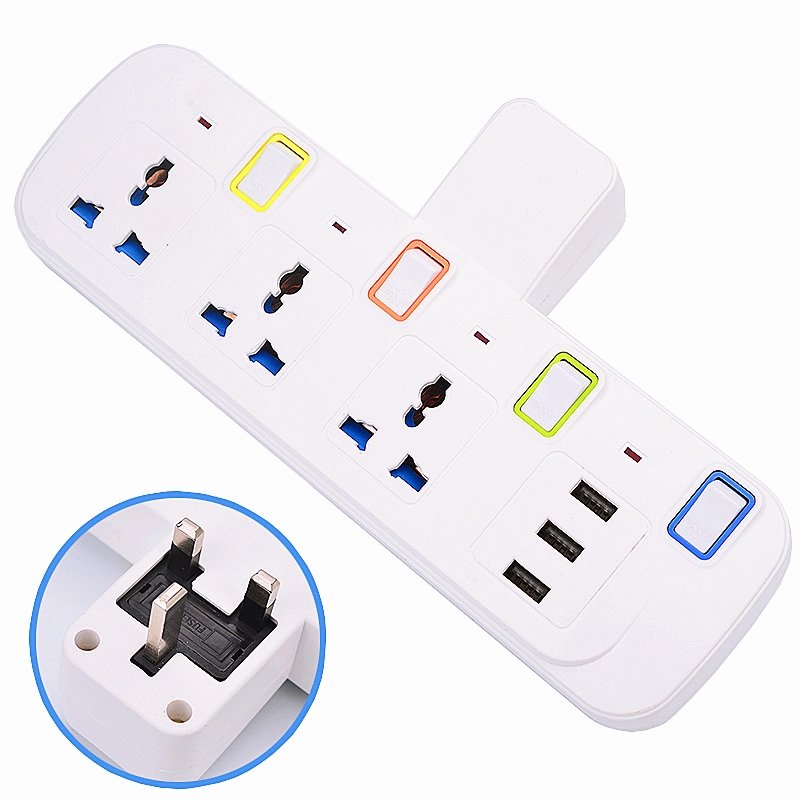 Wireless German Plug 3 Way Multi Outlet Plug Adapter Electrical EU to Universal Socket Adaptor USB Charging Power Converter