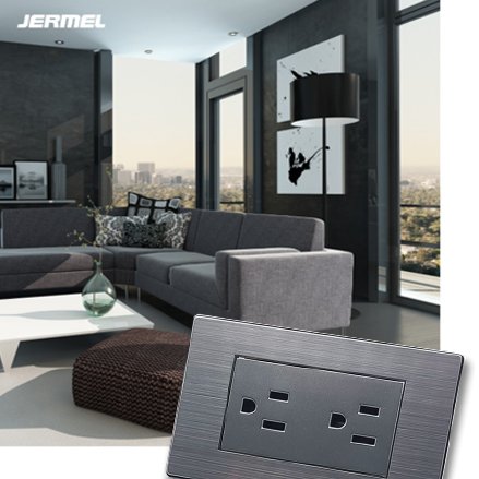 Modern Design Household Wall Power Outlet Socket American Standard Stainless Steel 6 Pins Socket