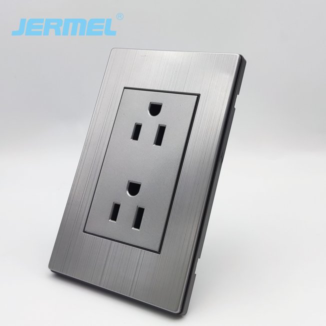 Modern Design Household Wall Power Outlet Socket American Standard Stainless Steel 6 Pins Socket