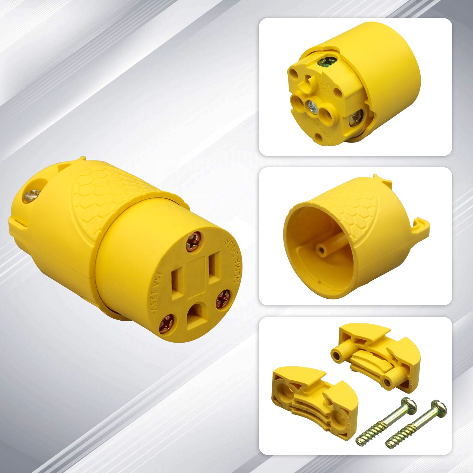 Professional Manufacture 3 Wire PP Material Grounding Straight Blade Female Plug Connector