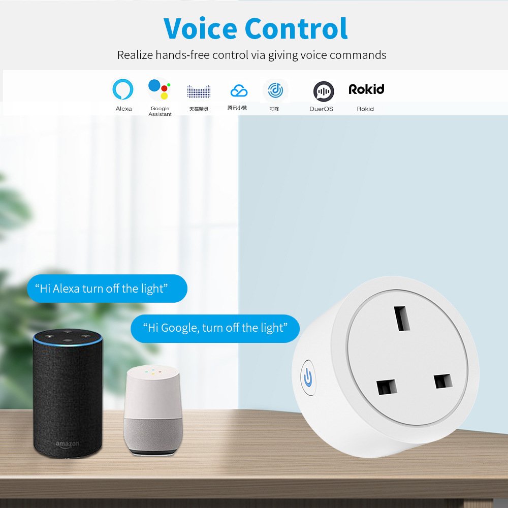 UK 16A Smart Home Power Outlet Energy Monitoring APP Alexa Google Home Voice Control Tuya Mini Wifi Smart Plug Socket