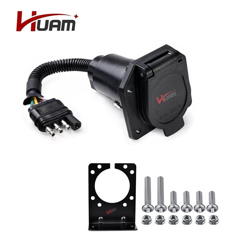 Car trailer wiring harnessFlat 4 Pin to 7 Way Blade RV Trailer Plug Adapter Tow Truck Light Wire Connector
