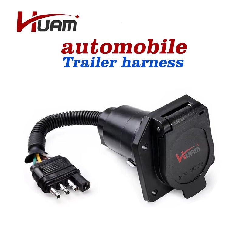 Car trailer wiring harnessFlat 4 Pin to 7 Way Blade RV Trailer Plug Adapter Tow Truck Light Wire Connector