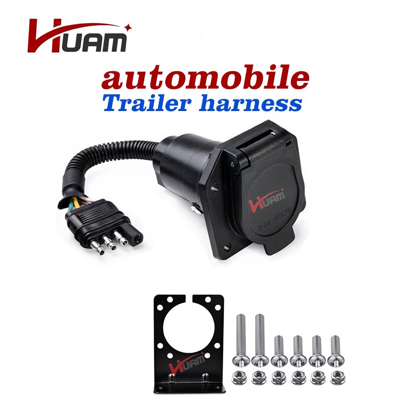 Car trailer wiring harnessFlat 4 Pin to 7 Way Blade RV Trailer Plug Adapter Tow Truck Light Wire Connector