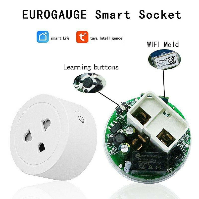 Eu,US,UK 16A 20A high-power metering WiFi smart plug and socket timing function Tuya smart life power socket