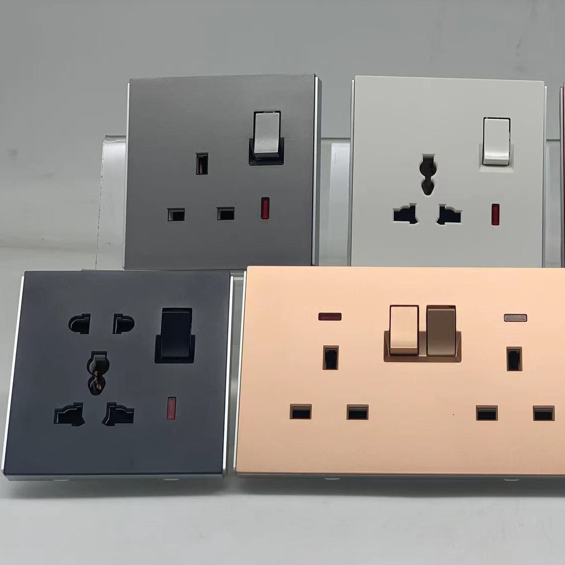 Saudi Iraq Wholesale double single 13A 5Pin outlet plug socket wall mounted electrical lighting wall switch