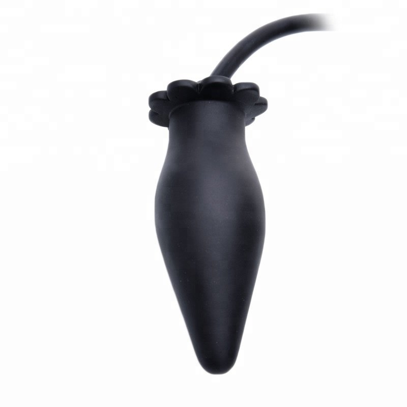 Unisex Tail Butt Plug Black Mini Size Inflation Anal Plug for Gay Anus Extension