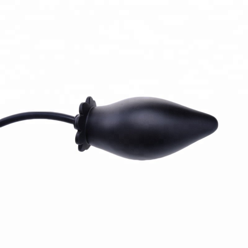 Unisex Tail Butt Plug Black Mini Size Inflation Anal Plug for Gay Anus Extension