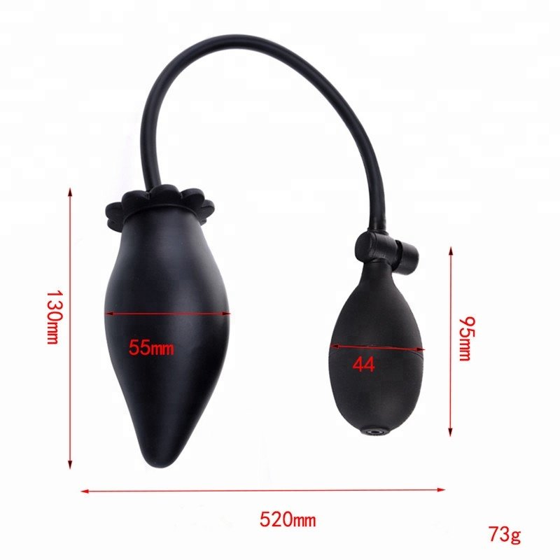 Unisex Tail Butt Plug Black Mini Size Inflation Anal Plug for Gay Anus Extension