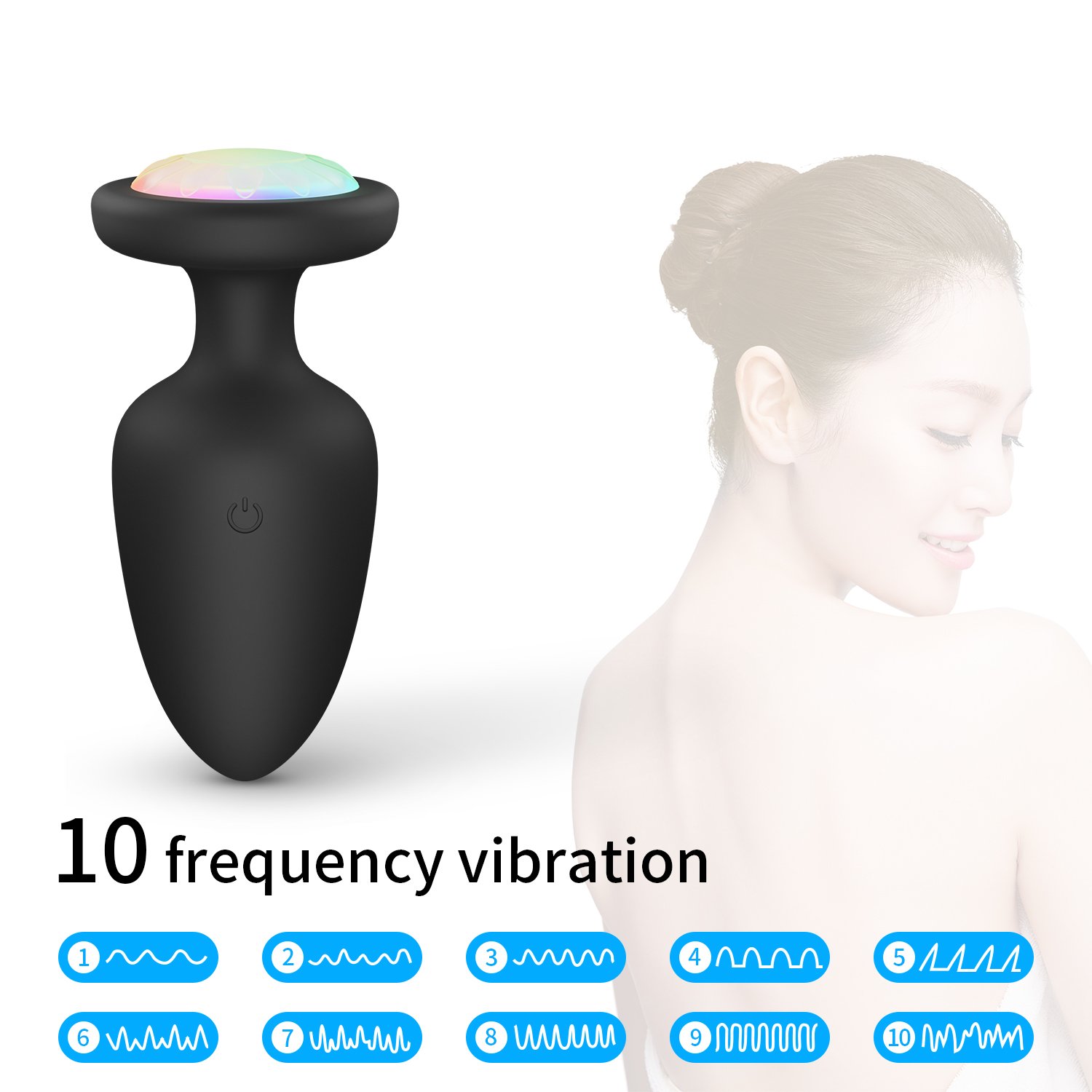 Remote Control Shining Attractive Led Colored Bead Diamond Anal Plug Butt Plug for Women