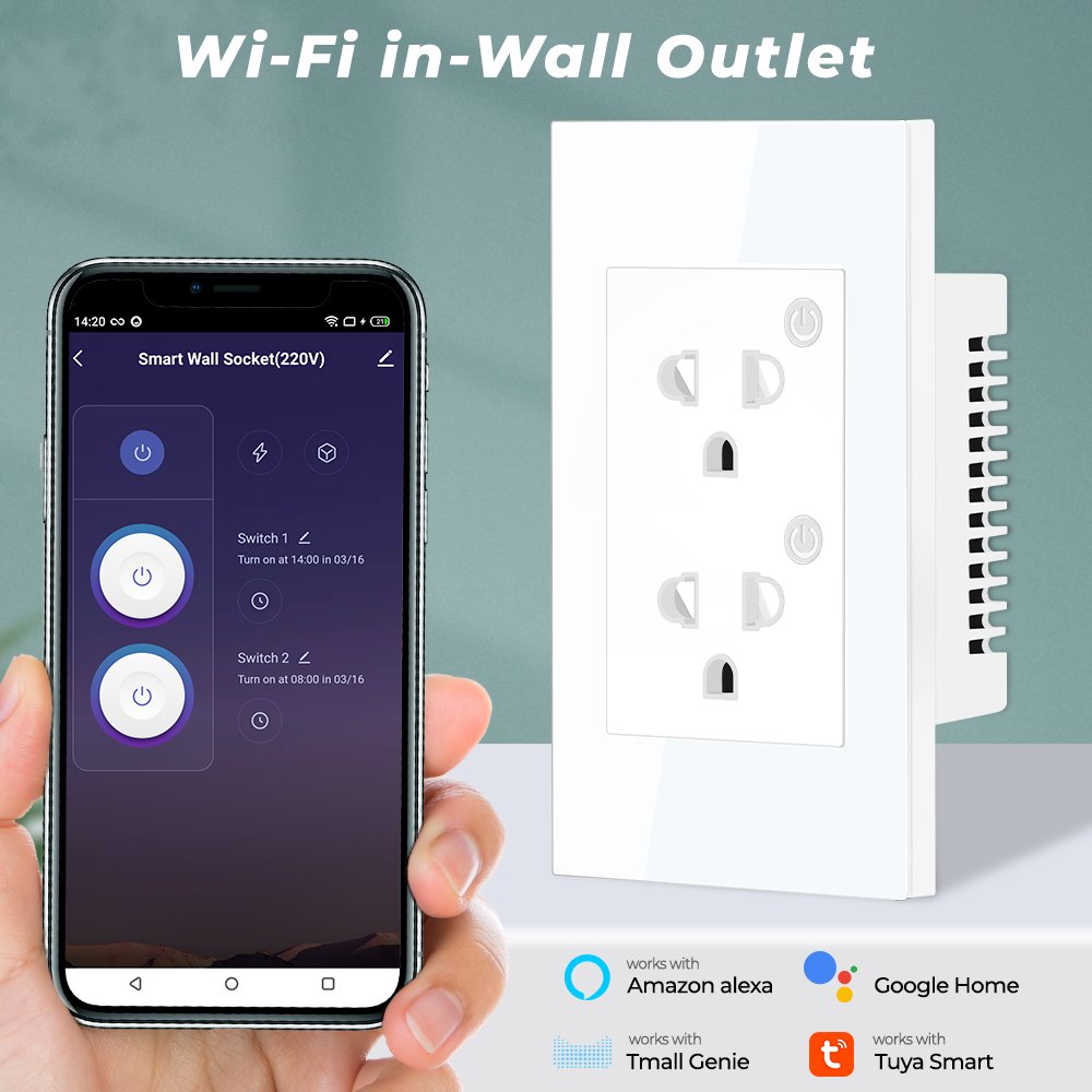 SMATRUL 16A Tuya WiFi US EU Smart Socket Plug Adapter Power Monitor Electrical On Off Voice Timer Google Home Alexa