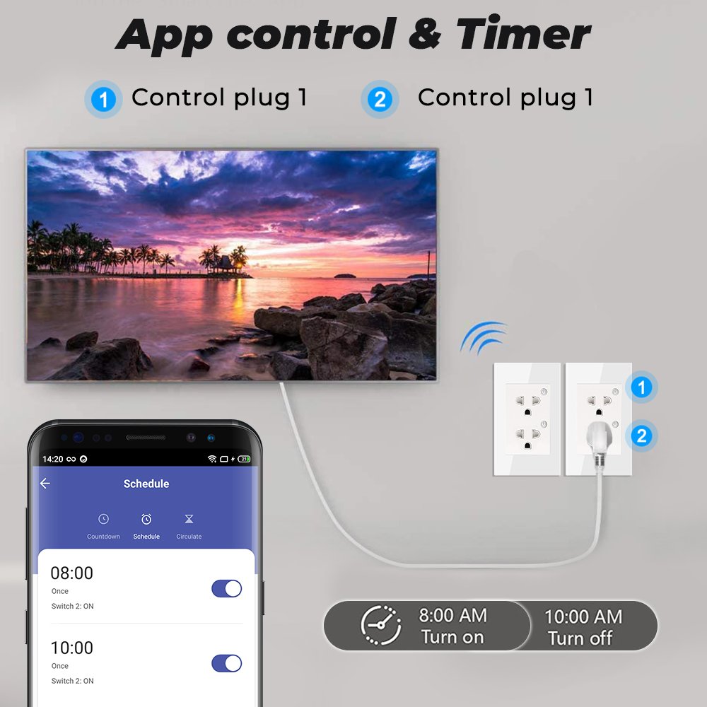 SMATRUL 16A Tuya WiFi US EU Smart Socket Plug Adapter Power Monitor Electrical On Off Voice Timer Google Home Alexa