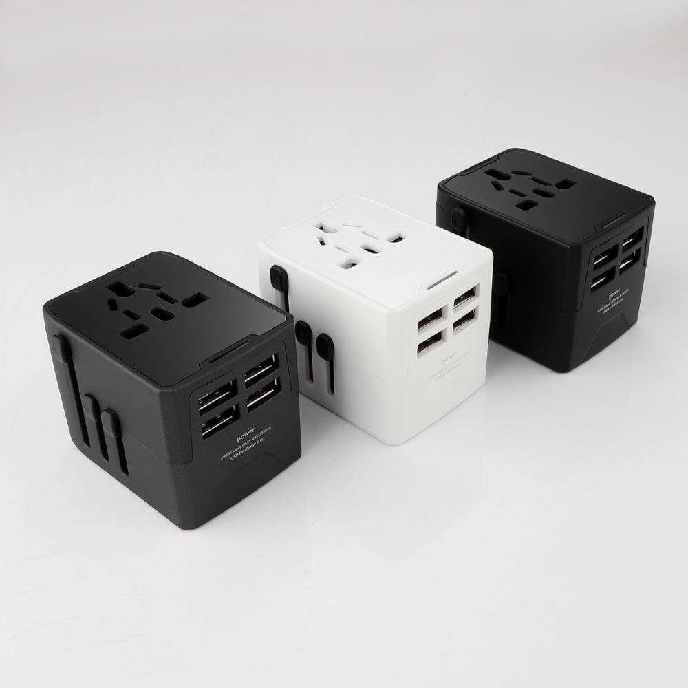 All in One Universal Travel Adapter Electrical Charger 4 usb 3.5A Quick Travel Charger Corporate Plug Travel US/AU/EU/UK plug